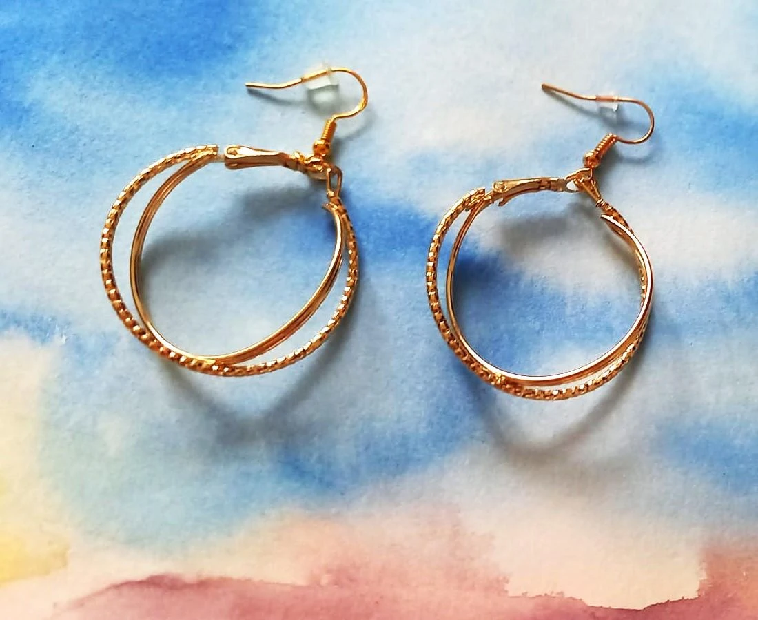 Gouden creoolse oorbellen grote ringen nieuw – photo 6